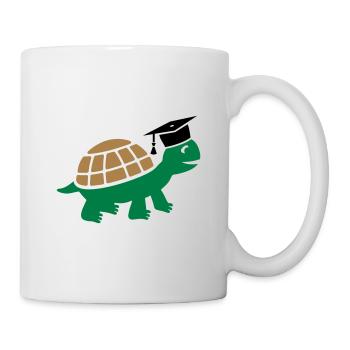 Tortue avec chapeau de doctorat Études de thèse - Mug blanc - blanc - Droite