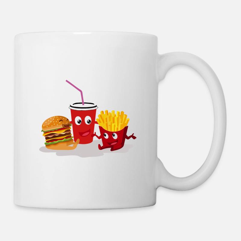 Burger Pommes und eine Cola - Tasse - Weiß