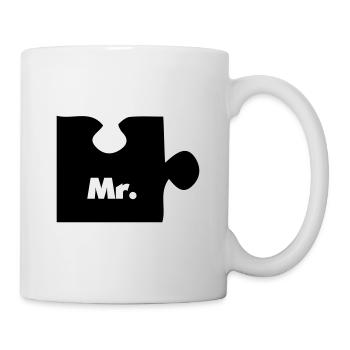 Man Mr. Puzzle Pairs pièce de puzzle couleur sélectionnable - Mug blanc - blanc - Droite