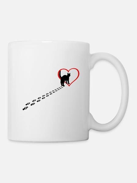 Katze im Herzen - Tasse - Weiß