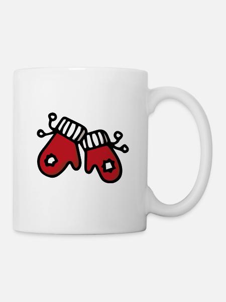 Fäustling Handschuhe Winter - Tasse - Weiß