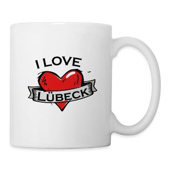 Lübeck - Ich liebe Stadtnamen in Tattoo Stil - Tasse - Weiß - Rechts