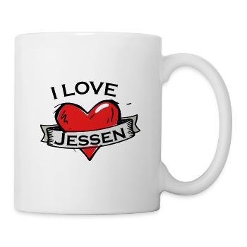 Jessen - Ich liebe Stadtnamen in Tattoo Stil - Tasse - Weiß - Rechts