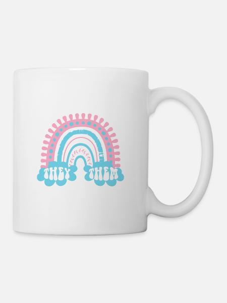 Sie Sie Trans Pronouns Transgender Boho Regenbogen - Tasse - Weiß