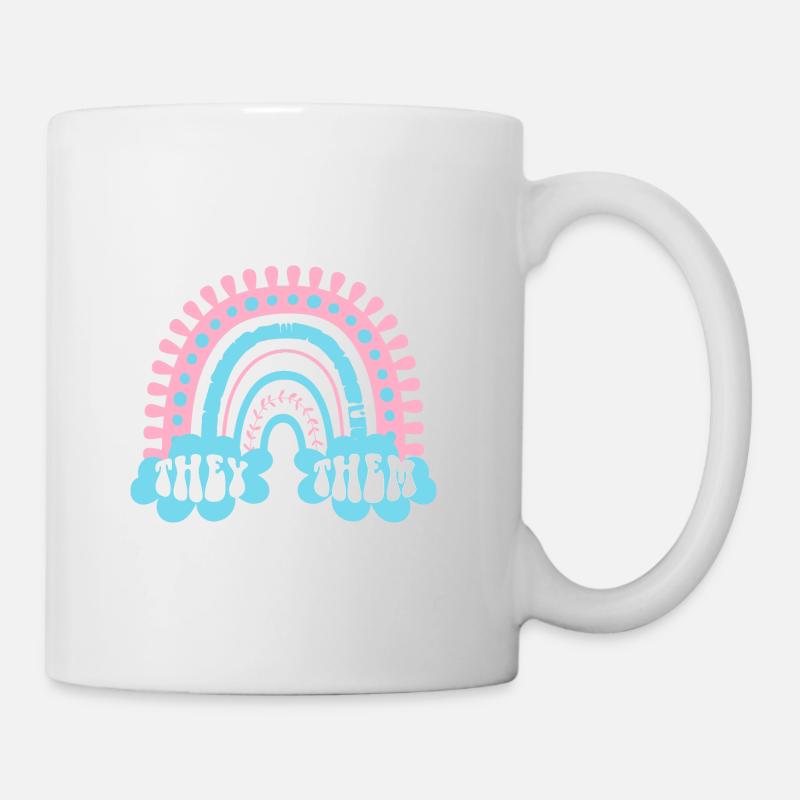 Sie Sie Trans Pronouns Transgender Boho Regenbogen - Tasse - Weiß