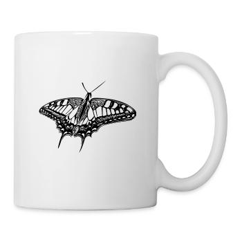 Eleganter Vintage Schwalbenschwanz Schmetterling - Tasse - Weiß - Rechts