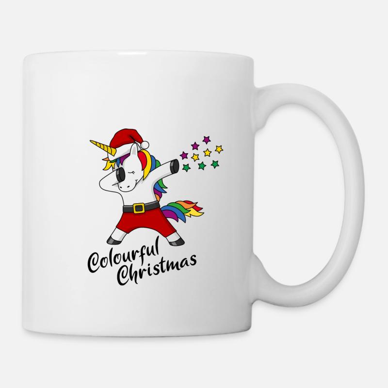 Licorne de Noël cadeau de Noël coloré - Mug blanc - blanc