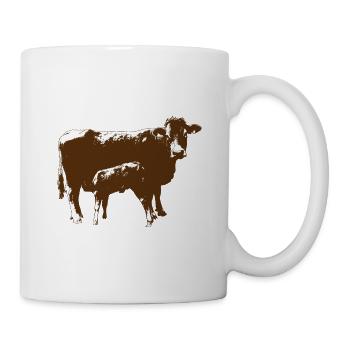 Vache avec veau - Mug blanc - blanc - Droite