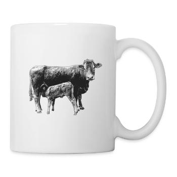 Vache avec veau - Mug blanc - blanc - Droite