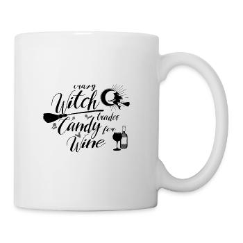 Witch swaps sweets for wine | Funny Halloween - Mug - white - Right
