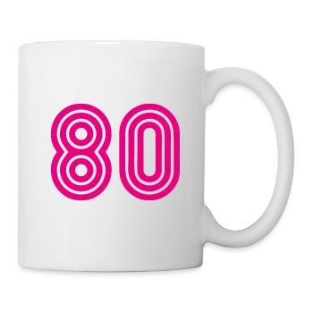 80. 80 JAHRE. 80-JÄHRIGES JUBILÄUM. 80. GEBURTSTAG. - Tasse - Weiß - Rechts
