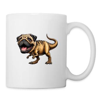 Dino T-Rex & Pug Fusion Cartoon - Mug - white - Right