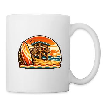 Strand Lifeguard Sonnenuntergang Surfboard - Tasse - Weiß - Rechts