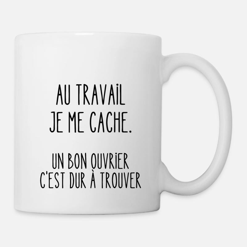 au travail je me cache - Mug blanc - blanc