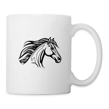 Rugged horse with mane equestrian stallion - Mug - white - Right