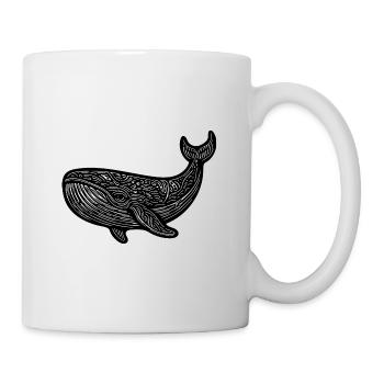 Grosser schwimmender Wal Vintage Meerestier - Tasse - Weiß - Rechts