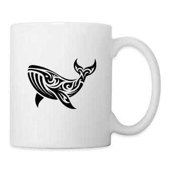 Tribal Tattoo Style Wal schwimmendes Meerestier - Tasse - Weiß - Rechts