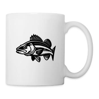 Schwimmender Zander Fisch - Tasse - Weiß - Rechts