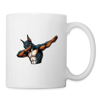 Cooler Dobermann Dabbing Comic - Tasse - Weiß - Rechts