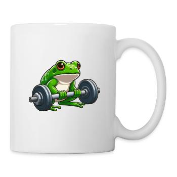 Strong frog while lifting weights - Mug - white - Right