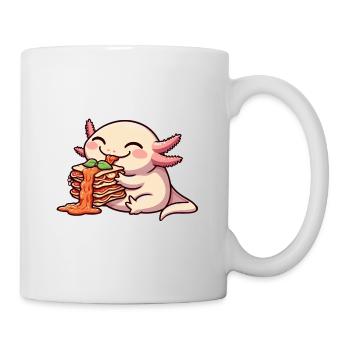 Bande dessinée Axolotl mange des lasagnes - Mug blanc - blanc - Droite