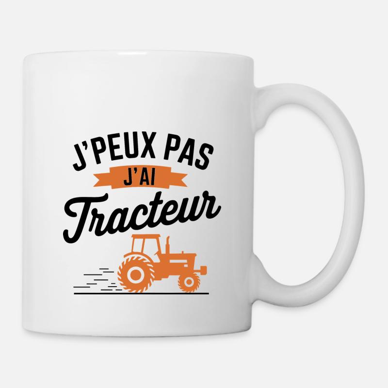 J'peux pas j'ai Tracteur (Orange) - Mug blanc - blanc