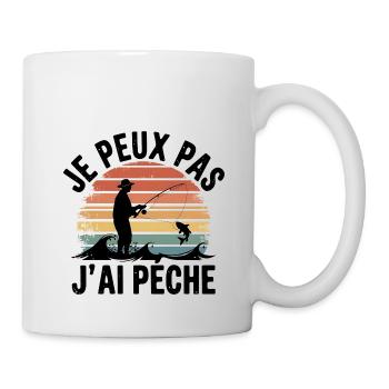 Je peux pas j'ai Pêche - Mug blanc - blanc - Droite