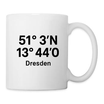 Dresden Koordinaten Design - Tasse - Weiß - Rechts