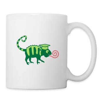 Chameleon Silhoutte Doktorhut exam Promotion - Mug - white - Right