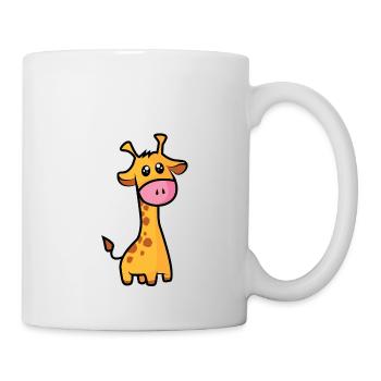 Giraffe süß gezeichnet in Comicart. Geschenk - Tasse - Weiß - Rechts