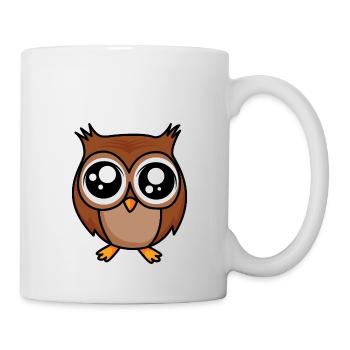 Cute owl with BIG eyes - Mug - white - Right