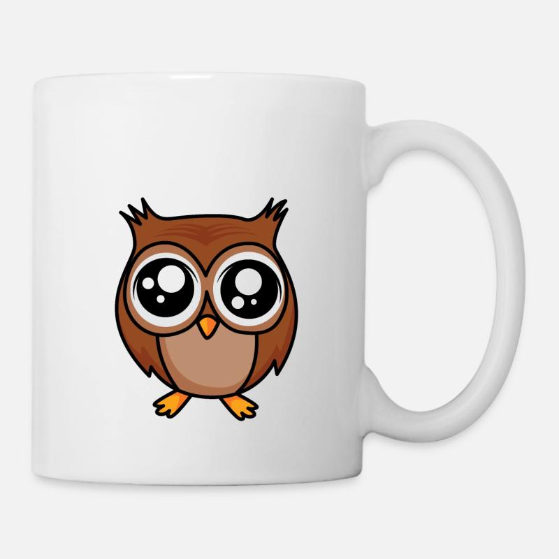 Hibou mignon avec de grands yeux - Mug blanc - blanc
