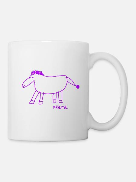 Pferd Lila Kind Zeichnung - Tasse - Weiß