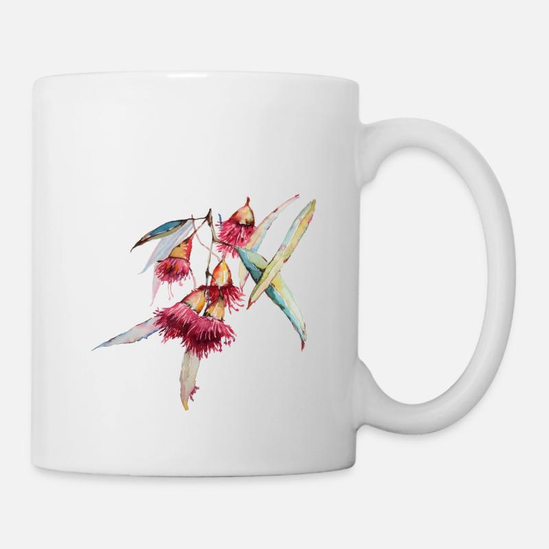 Eucalyptus - aquarelle dessinée à la main - Mug blanc - blanc