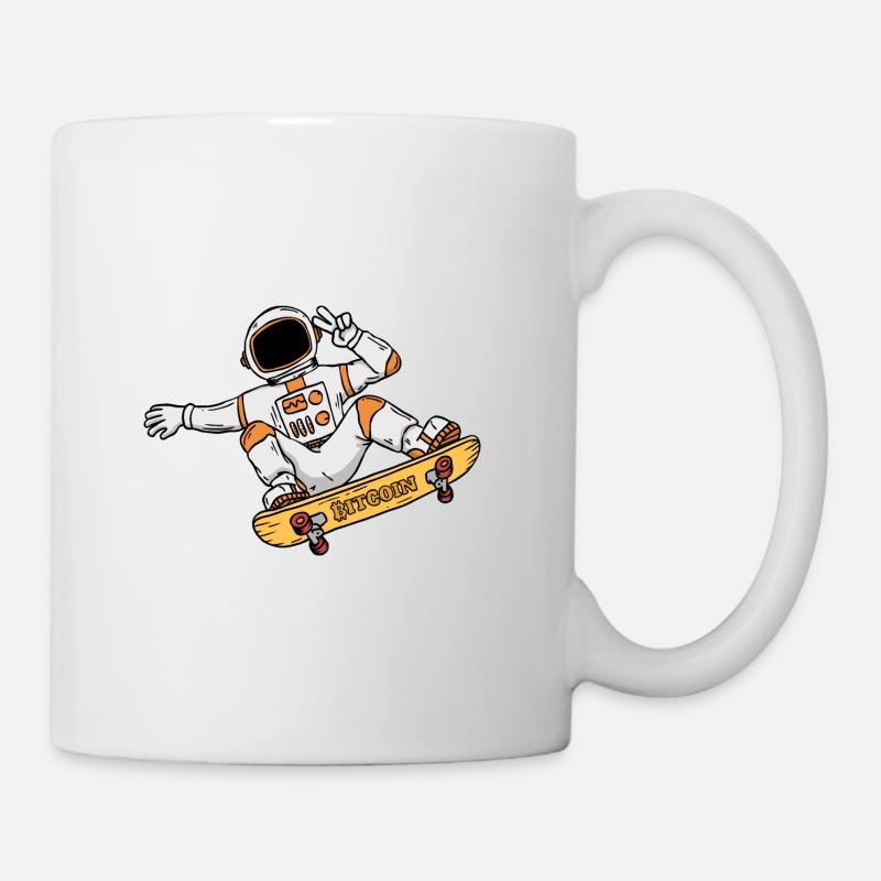 Astronaute Bitcoin Skater Trader boursier - Mug blanc - blanc