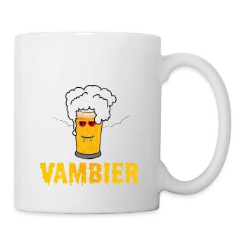 Vambier Halloween Bier Wortspiel Fledermaus Vampir - Tasse - Weiß - Rechts