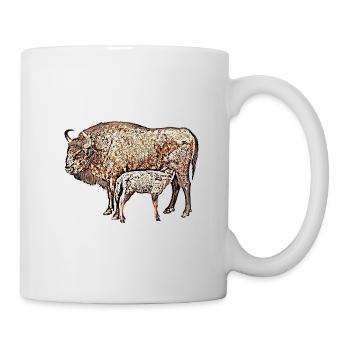 Bison mit Kalb - Tasse - Weiß - Rechts