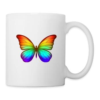 Regenbogen Schmetterling Farbenfrohes Natur Design - Tasse - Weiß - Rechts