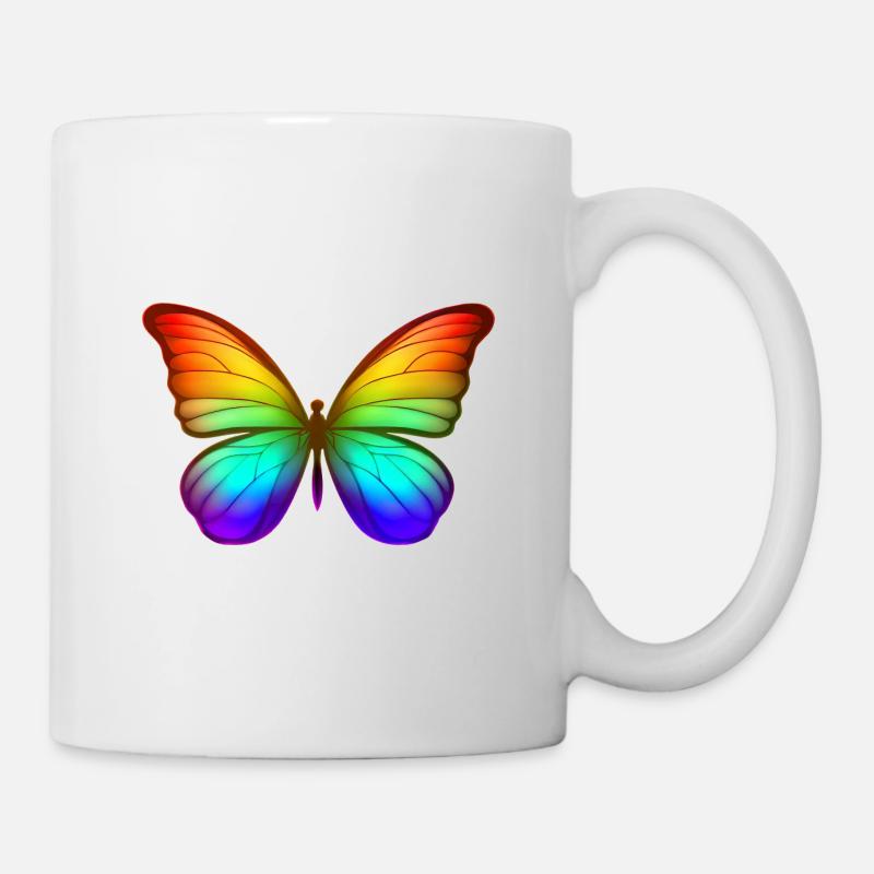 Regenbogen Schmetterling Farbenfrohes Natur Design - Tasse - Weiß