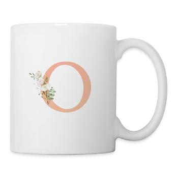 O Monogramm, minimal, pastel, Blumen - Tasse - Weiß - Rechts