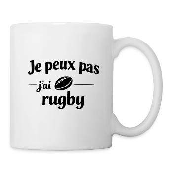 Ich kann nicht, ich habe Rugby – Humor, Sport und Leidenschaft - Tasse - Weiß - Rechts