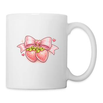 Tender strawberries with pink bow - Mug - white - Right