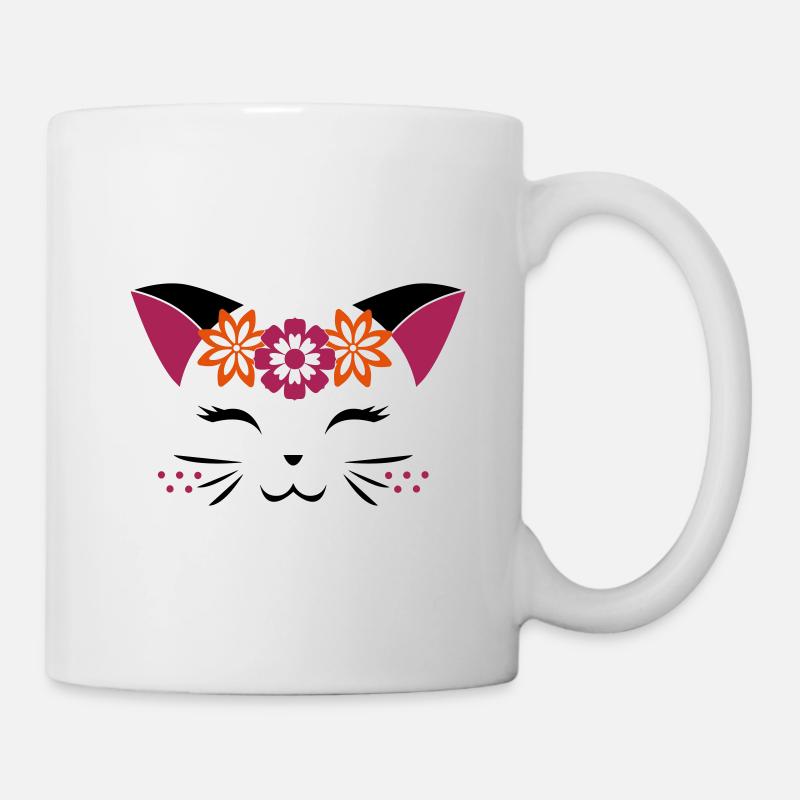 cat face - Tasse - Weiß