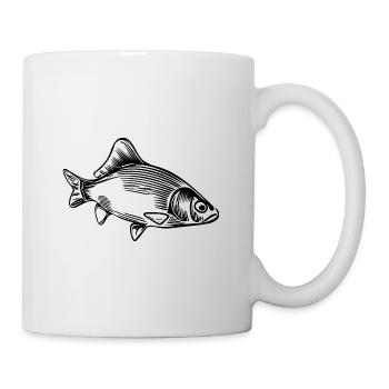 Vintage Karpfen - grimmiger Karpfenfisch - Tasse - Weiß - Rechts