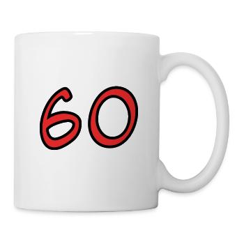 60. 60 JAHRE. 60-JÄHRIGES JUBILÄUM. 60. GEBURTSTAG. - Tasse - Weiß - Rechts