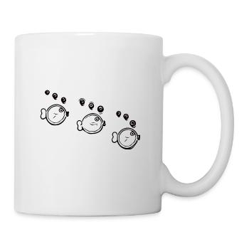 Trois drôles de bancs de poissons en formation - Mug blanc - blanc - Droite