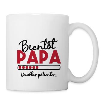 Bientôt papa veuillez patienter - Mug blanc - blanc - Droite