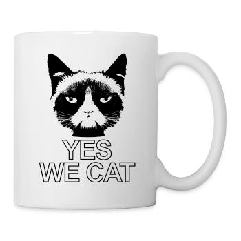 yes we cat Katze böser Blick Kater Stubentiger - Tasse - Weiß - Rechts