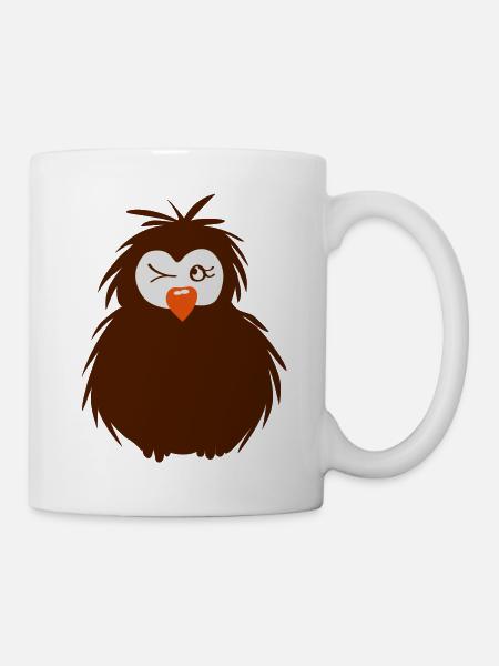kleine zwinkernde Eule - Tasse - Weiß