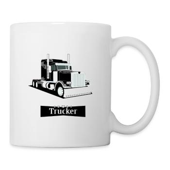 Best Trucker, 100% Trucker,Lkw Trucker Design - Tasse - Weiß - Rechts